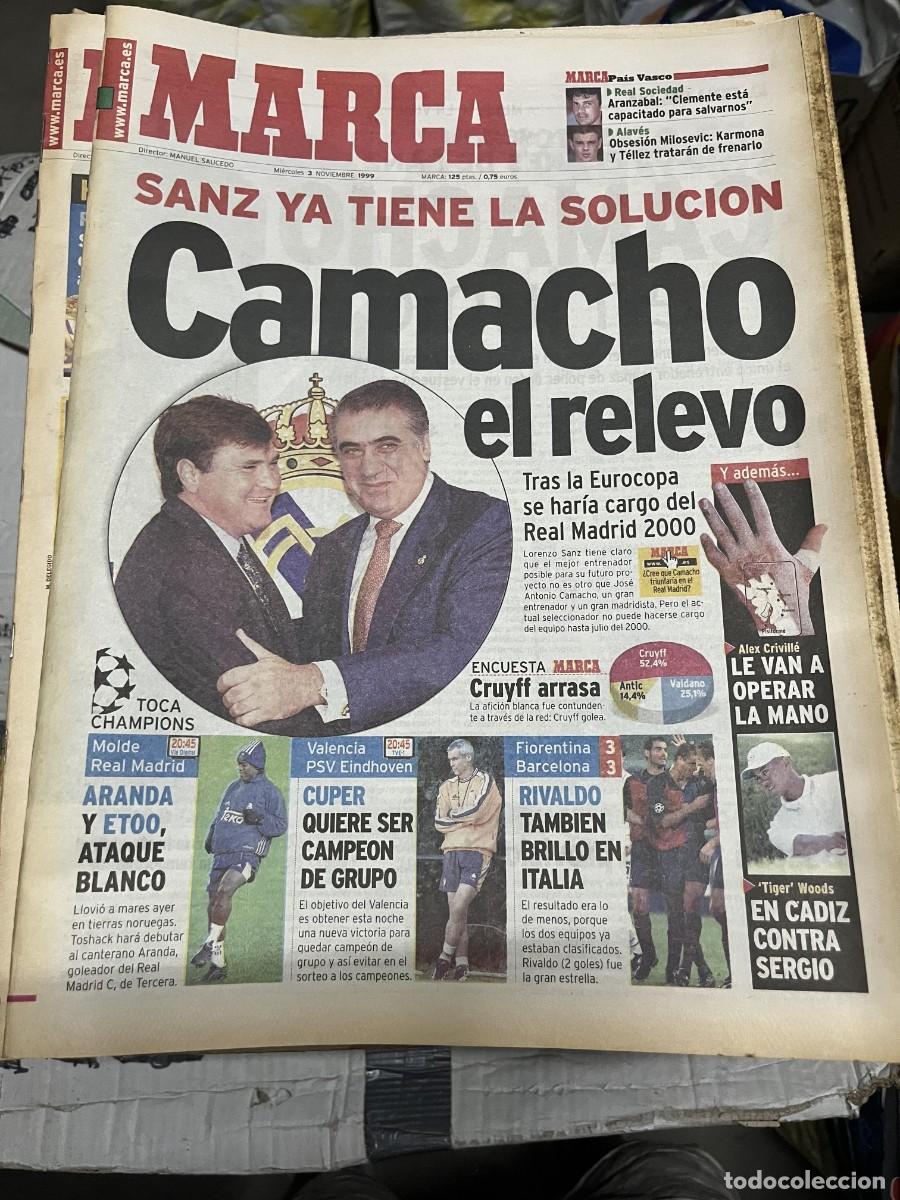 Coleccionismo deportivo: MARCA (3-11-1999) LORENZO SANZ CAMACHO ARANDA ETOO CUPER FIORENTINA 3-3 BARCELONA