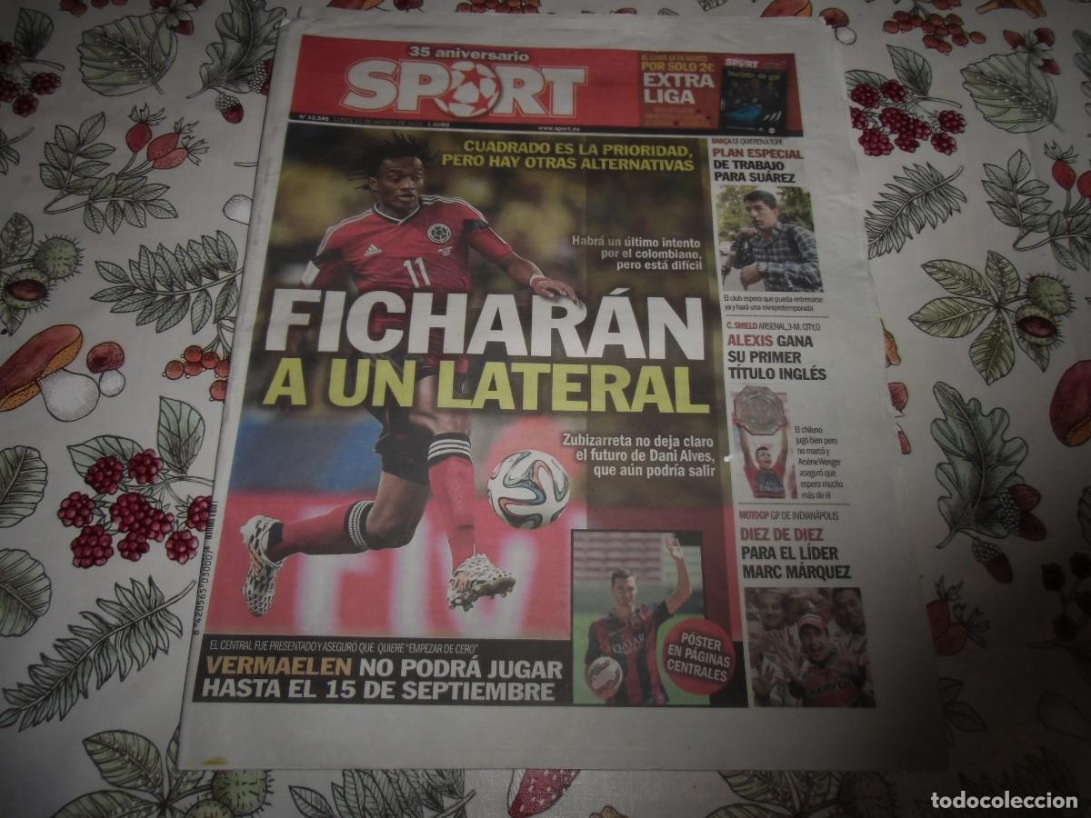 Coleccionismo deportivo: Peri&oacute;dico SPORT n&ordm; 12.545, 11-08-2014. Presentaci&oacute;n de Vermaelen. Ver fotos adicionales