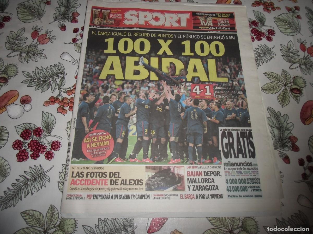 Coleccionismo deportivo: Peri&oacute;dico Sport n&ordm; 12.113, 2-06-2013.Despedida de Abidal. Bar&ccedil;a 4-M&agrave;laga 1.Ver fotos adicionales