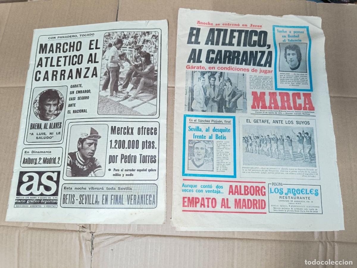 Coleccionismo deportivo: LOTE DE 2 ANTIGUOS DIARIOS DEPORTIVOS DE 1976, AS Y MARCA, ATLETICO DE MADRID AL CARRANZA -P26