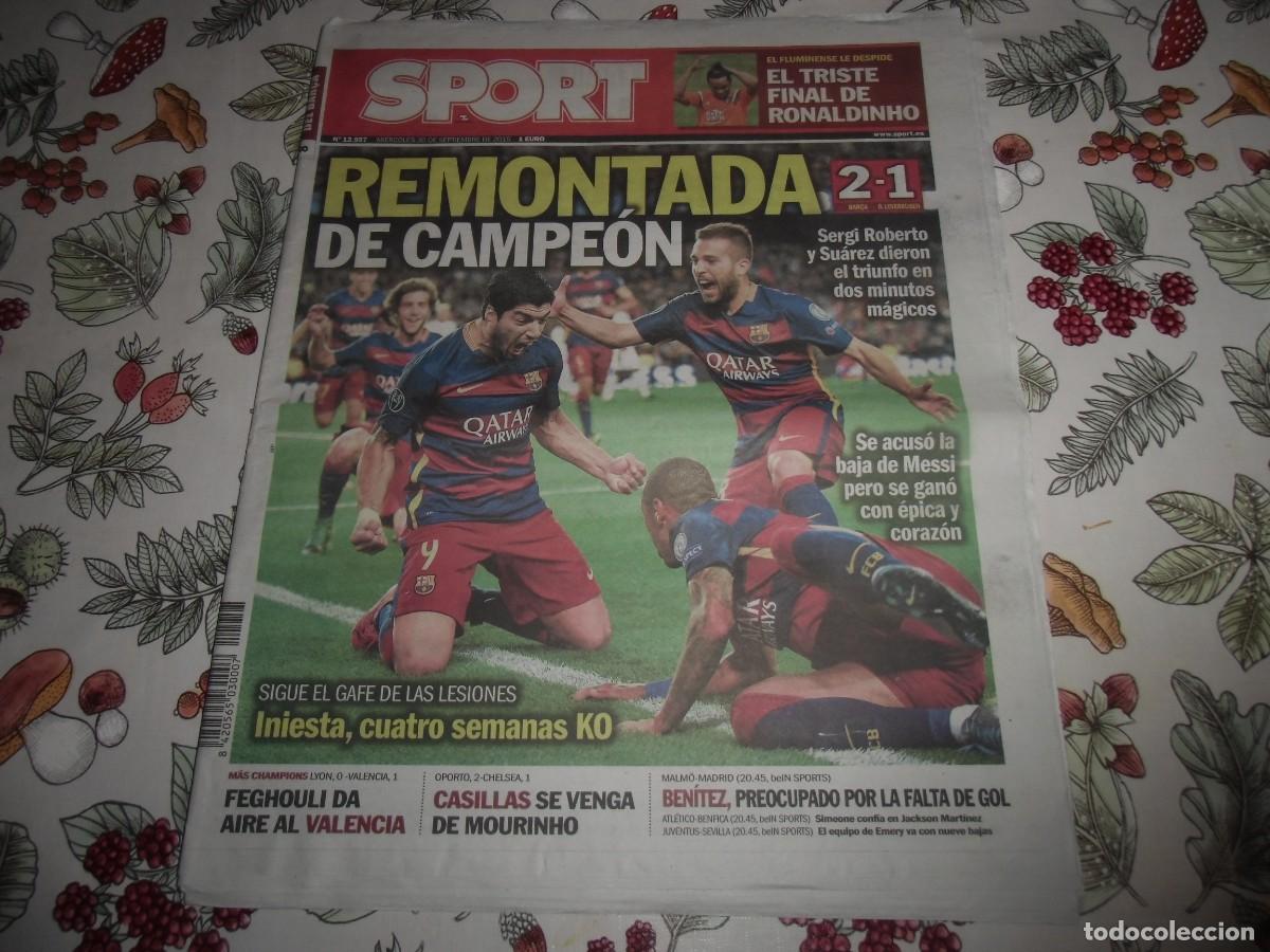 Coleccionismo deportivo: Peri&oacute;dico SPORT n&ordm; 12.957, 30-9-2015.FC Barcelona 2-Bayern Leverkusen 1.Ver fotos adicionales