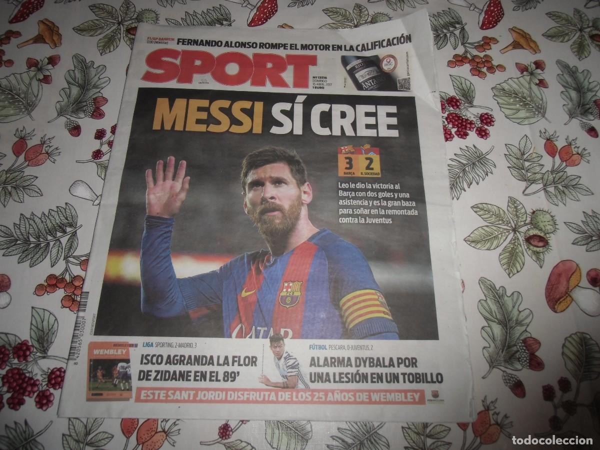 Coleccionismo deportivo: Peri&oacute;dico SPORT n&ordm; 13.516, 16-4-2017. F&uacute;tbol Club Barcelona 3-Real Sociedad 2. Ver fotos adicionales