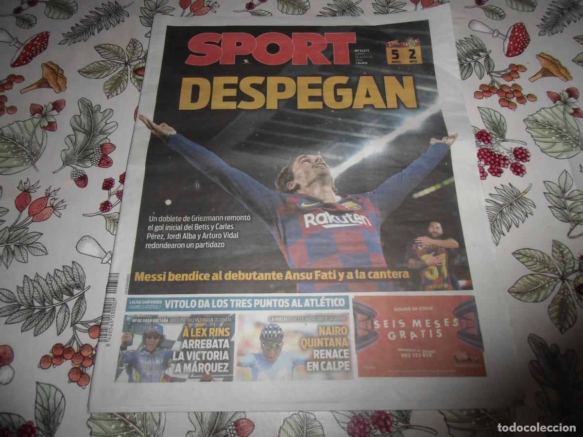 Coleccionismo deportivo: Peri&oacute;dico SPORT n&ordm; 14.372, 26-8-2019. F&uacute;tbol Club Barcelona 5 - Betis 2. Ver fotos adicionales
