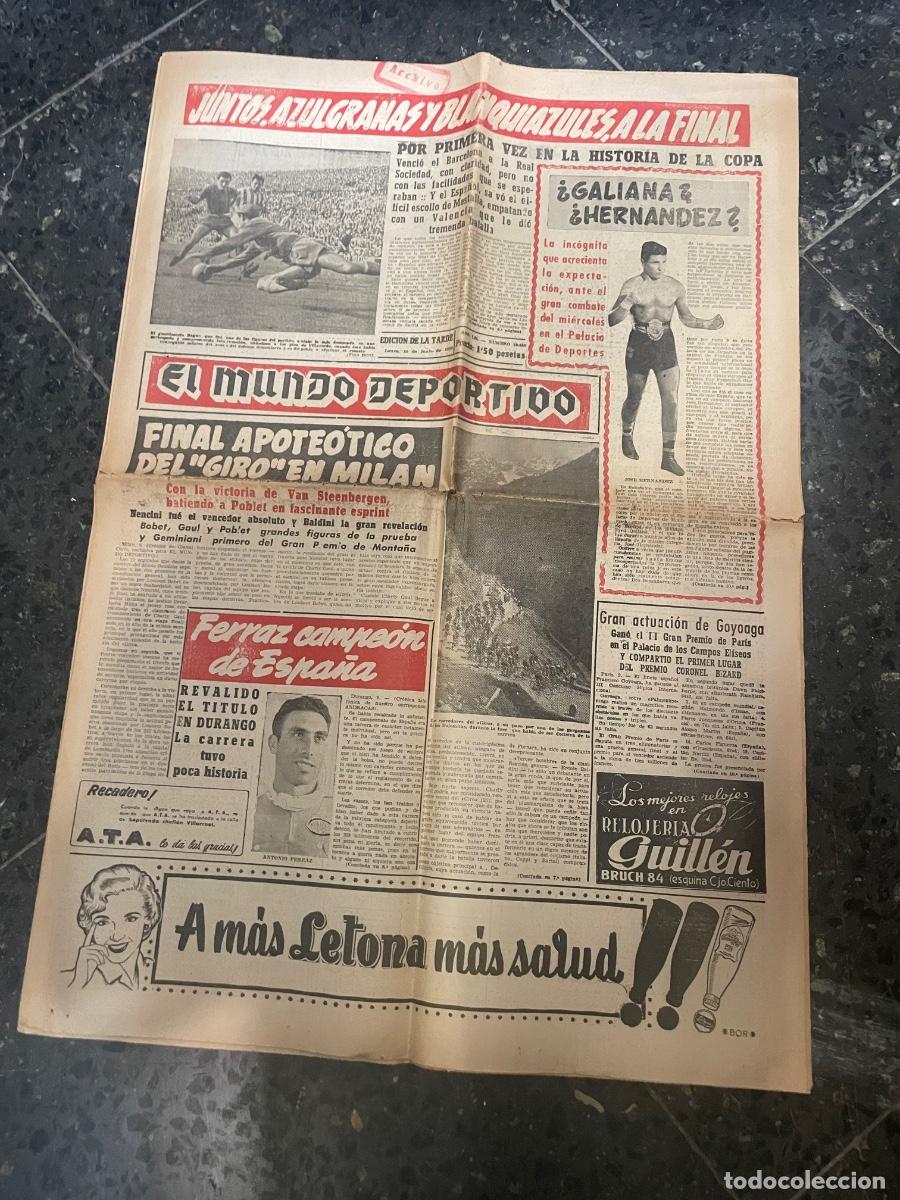 Coleccionismo deportivo: ANTIGUO PERIODICO DEPORTIVO - MUNDO DEPORTIVO , LUNES 10 JULIO 1957 A&Ntilde;O LII - N&ordm; 10436 - 12 PAG. -