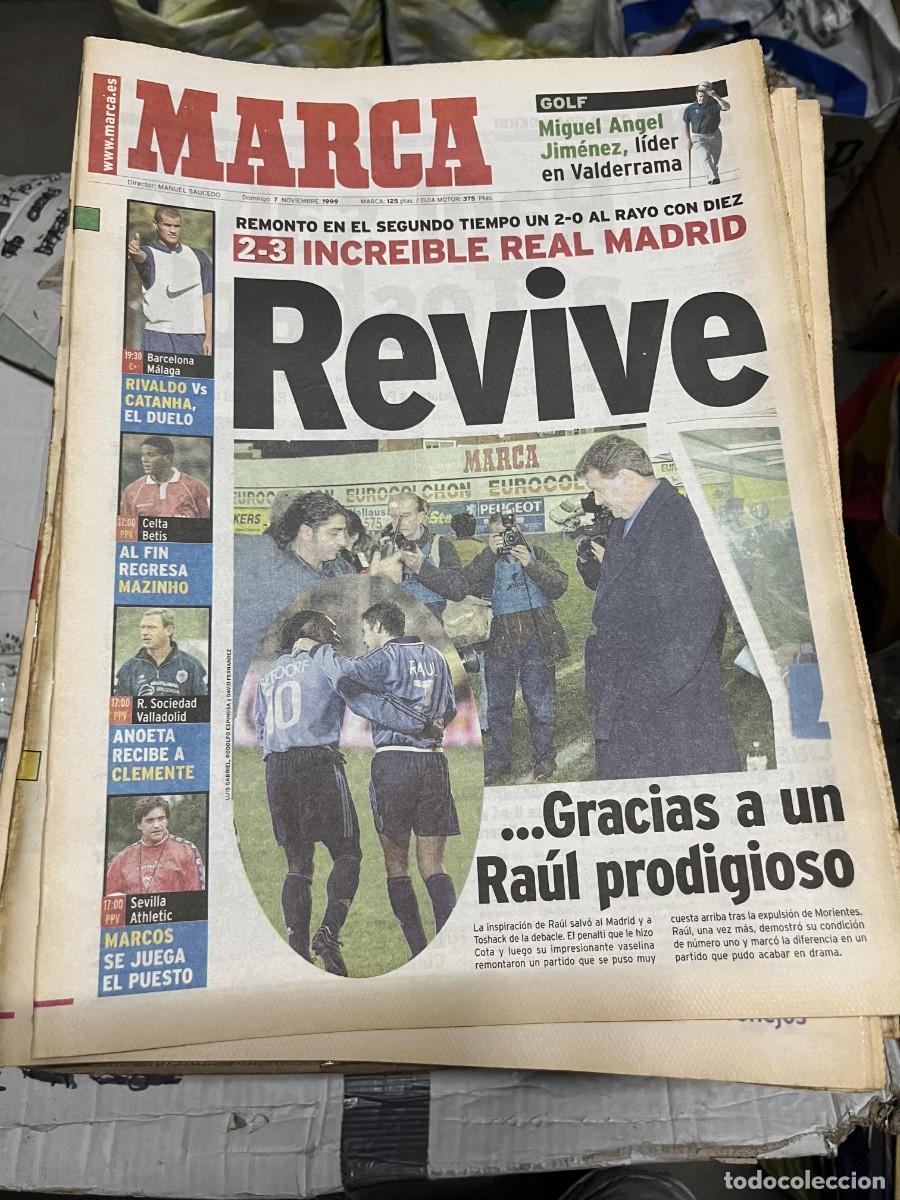 Coleccionismo deportivo: MARCA (7-11-1999) RAYO VALLECANO 2-3 REAL MADRID RAUL GONZALEZ JORNADA LIGA MIGUEL ANGEL JIMENEZ