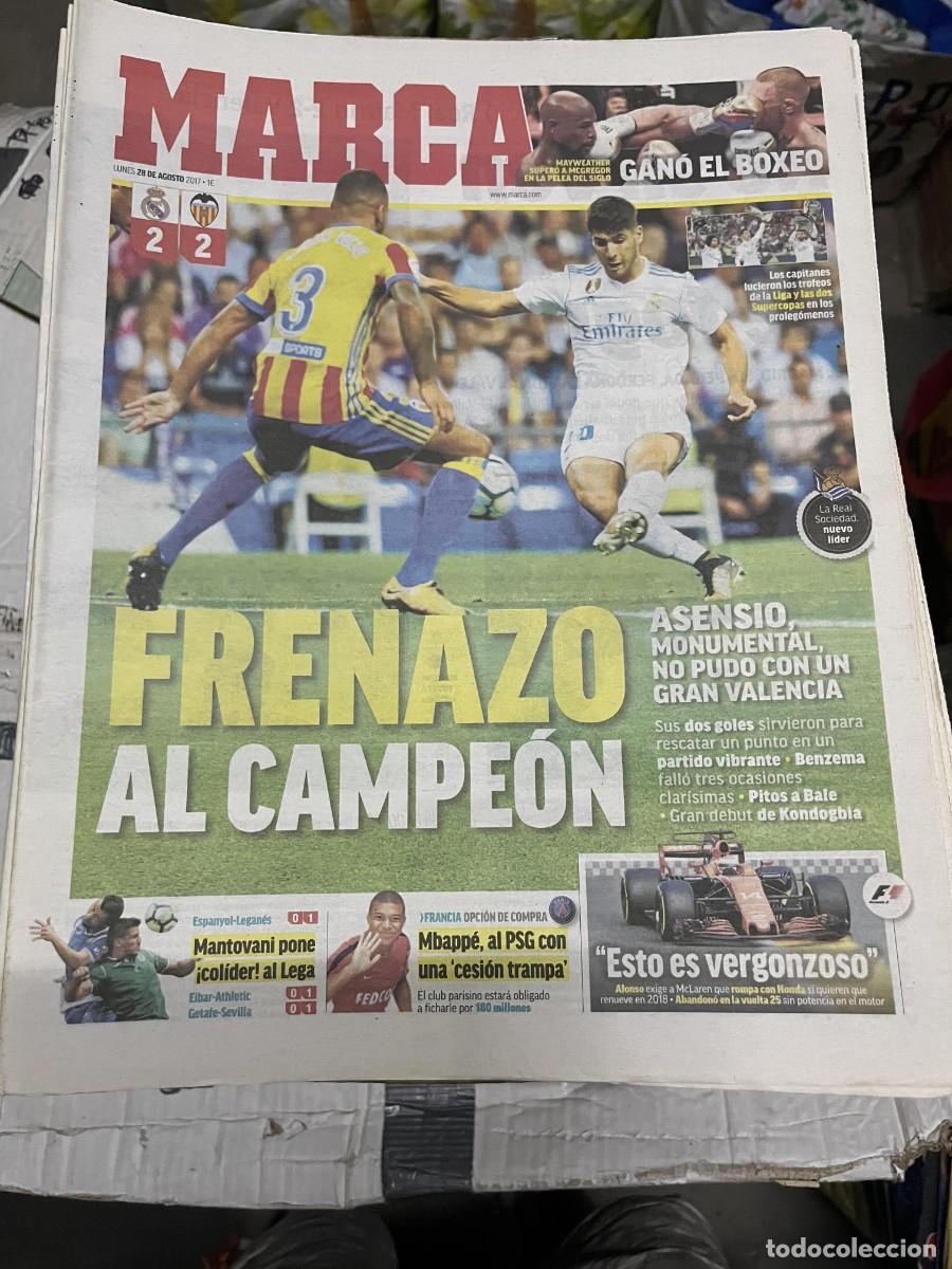 Coleccionismo deportivo: MARCA (28-8-2017) REAL MADRID 2-2 VALENCIA JORNADA LIGA ASENSIO FERNANDO ALONSO MBAPPE