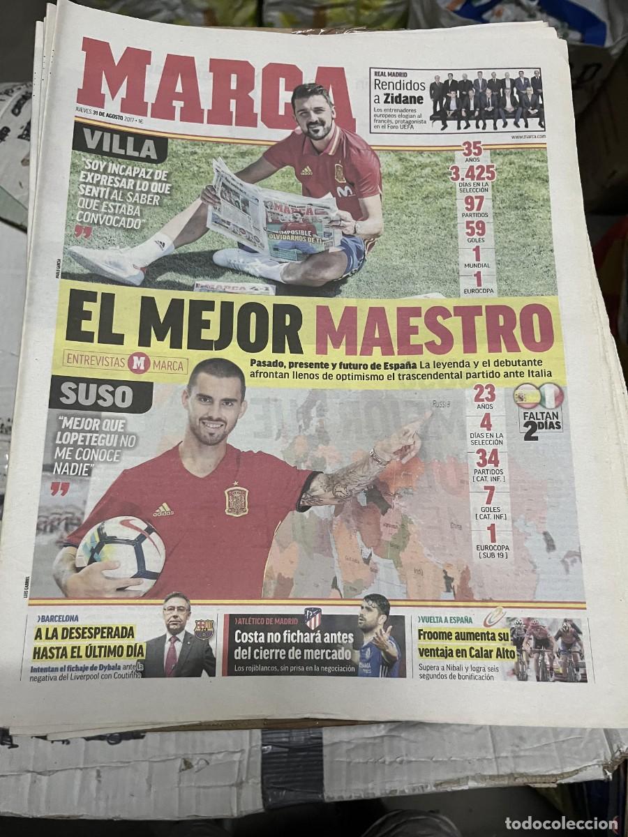 Coleccionismo deportivo: MARCA (31-8-2017) DAVID VILLA ESPA&Ntilde;A SELECCION ESPA&Ntilde;OLA ITALIA SUSO
