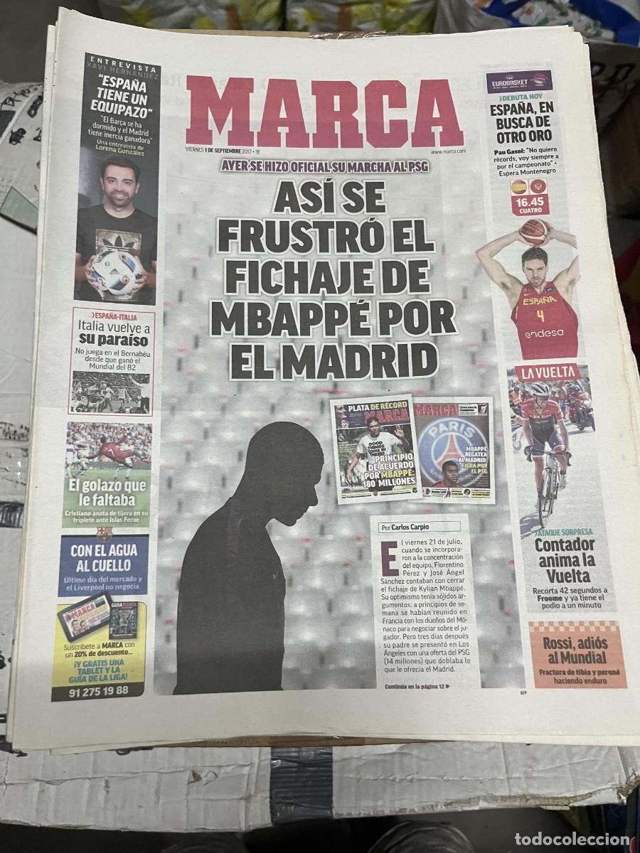 Coleccionismo deportivo: MARCA (1-9-2017) ESPA&Ntilde;A SELECCION ESPA&Ntilde;OLA ITALIA FICHAJE MBAPPE PSG REAL MADRID PAU GASOL