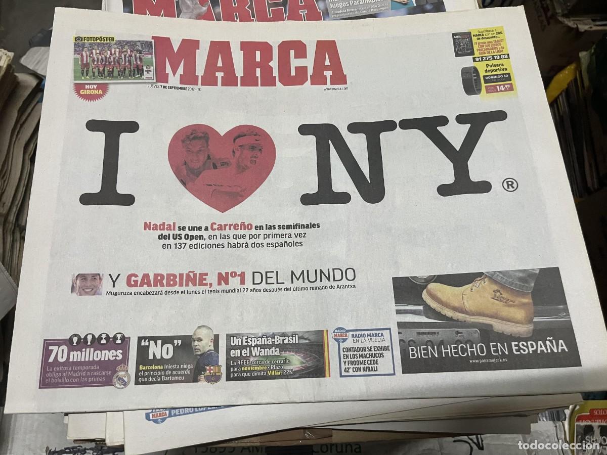 Coleccionismo deportivo: MARCA (7-9-2017) TENIS US OPEN NADAL CARRE&Ntilde;O GARBI&Ntilde;E POSTER GIRONA
