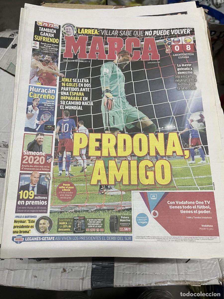 Coleccionismo deportivo: MARCA (6-9-2017) MUNDIAL RUSIA LIECHTENSTEIN 0-8 ESPA&Ntilde;A SELECCION RECORD MAYOR GOLEADA