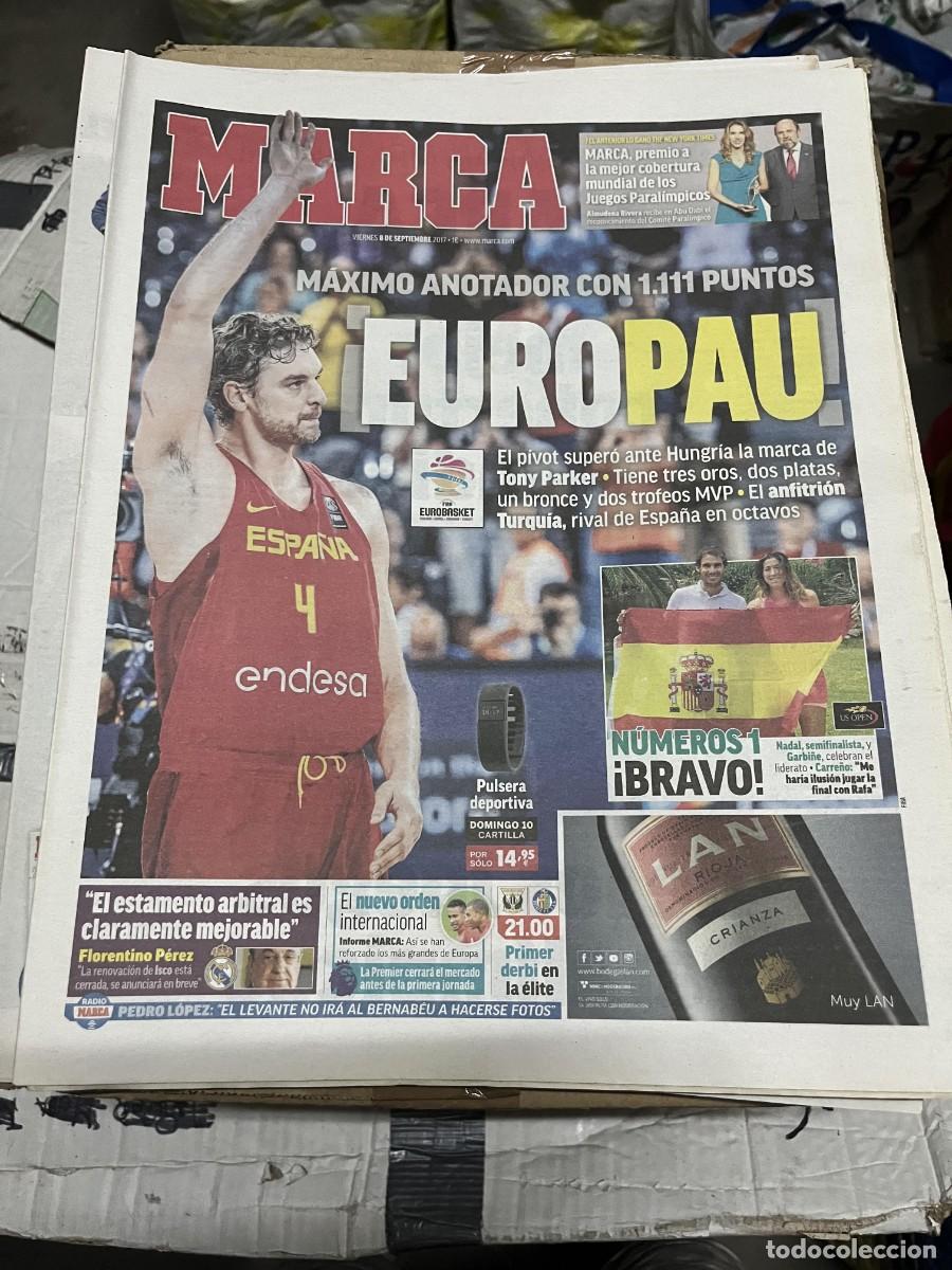 Coleccionismo deportivo: MARCA (8-9-2017) EUROBASKET BALONCESTO PAU GASOL ESPA&Ntilde;A RECORD MAXIMO ANOTADOR