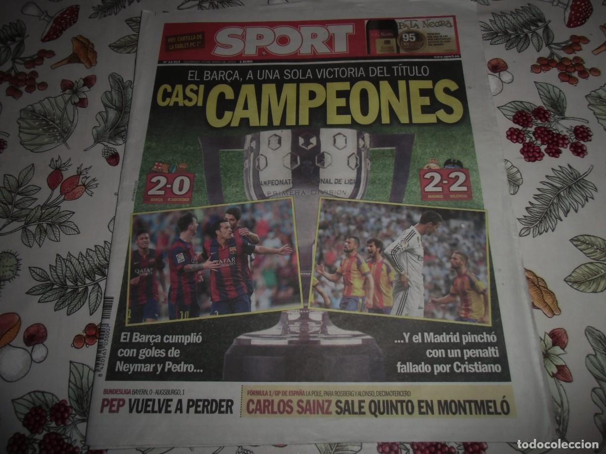 Coleccionismo deportivo: Peri&oacute;dico SPORT n&ordm; 12.814, 10-5-2015.F&uacute;tbol Club Barcelona 2-Real Sociedad 0.Ver fotos adicionales
