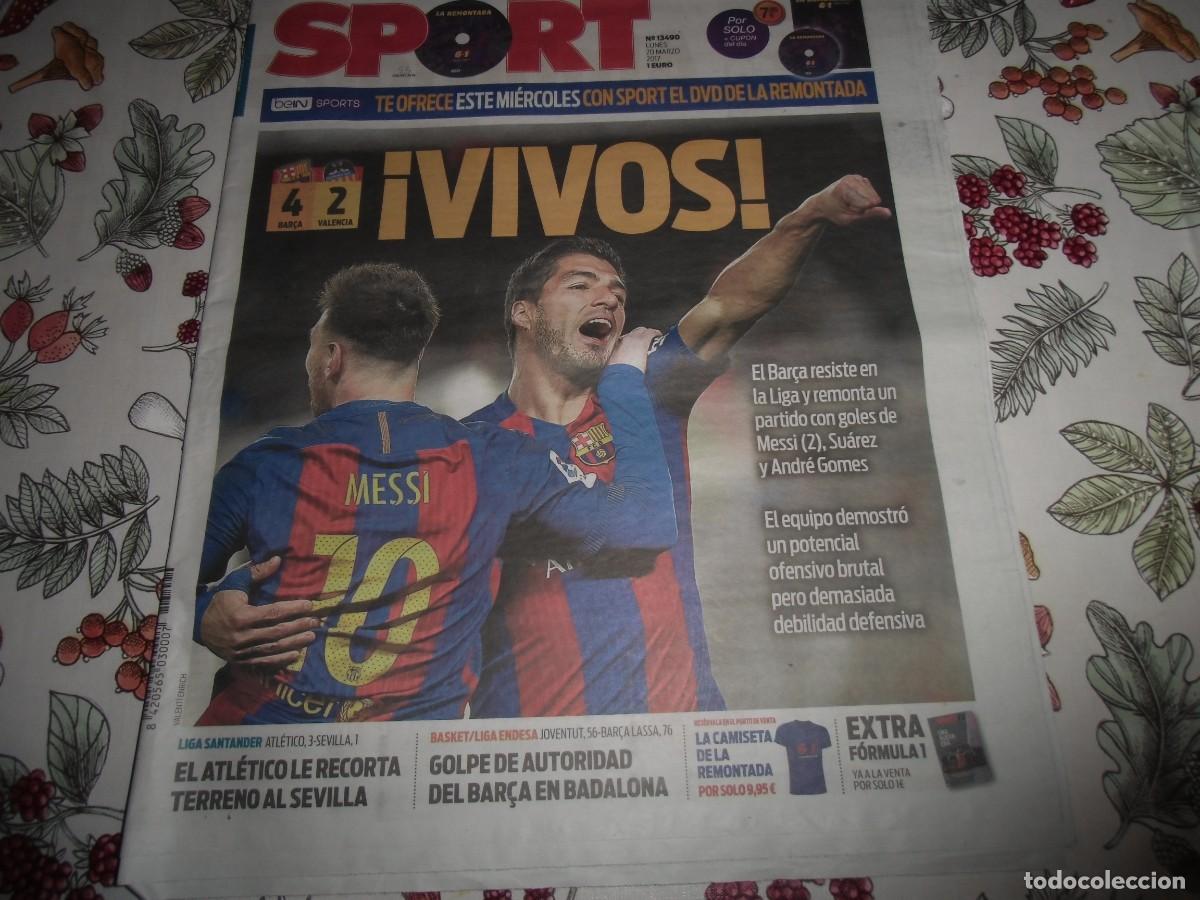 Coleccionismo deportivo: Peri&oacute;dico Sport n&ordm; 13.490, 20-3-2017. F&uacute;tbol Club Barcelona 4 - Valencia 2. Ver fotos adicionales