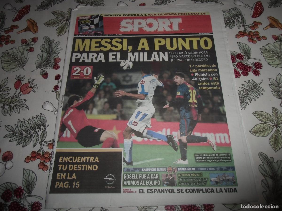Coleccionismo deportivo: Peri&oacute;dico SPORT n&ordm; 12.030, 10-3-2013. F&uacute;tbol Club Barcelona2-Deportivo Coru&ntilde;a0.Ver fotos adicionales