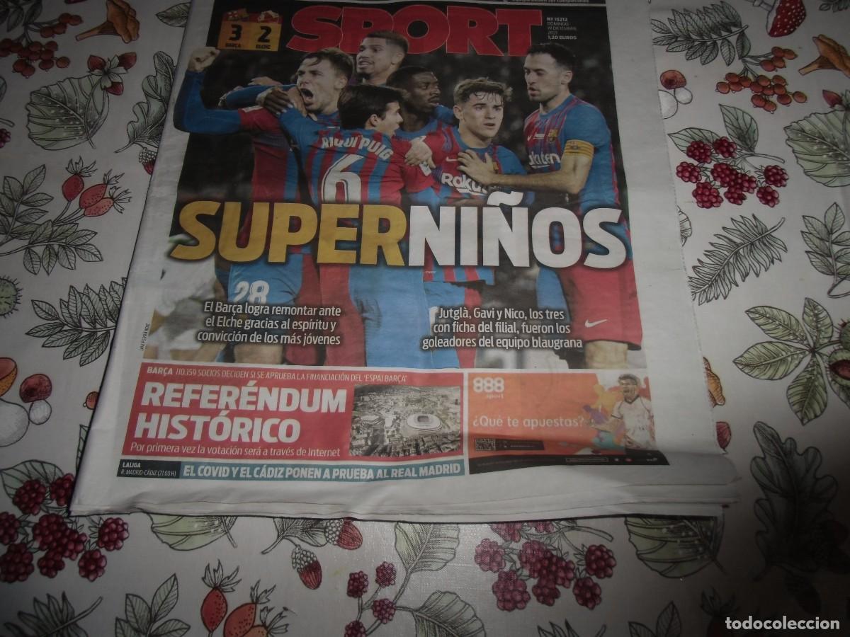 Coleccionismo deportivo: Peri&oacute;dico Sport n&ordm; 15.212, 19-12-2021. F&uacute;tbol Club Barcelona 3 - Elche 2. Ver fotos adicionales