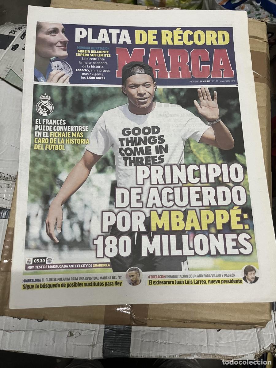 Coleccionismo deportivo: MARCA (26-7-2017) MUNDIAL NATACION MEDALLA PLATA MIREIA BELMONTE MBAPPE REAL MADRID MANCHESTER CITY