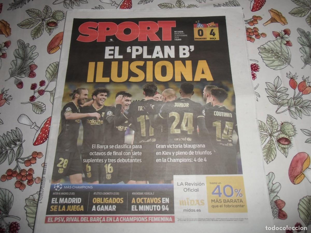 Coleccionismo deportivo: Peri&oacute;dico SPORT n&ordm; 14.826, 25-11-2020