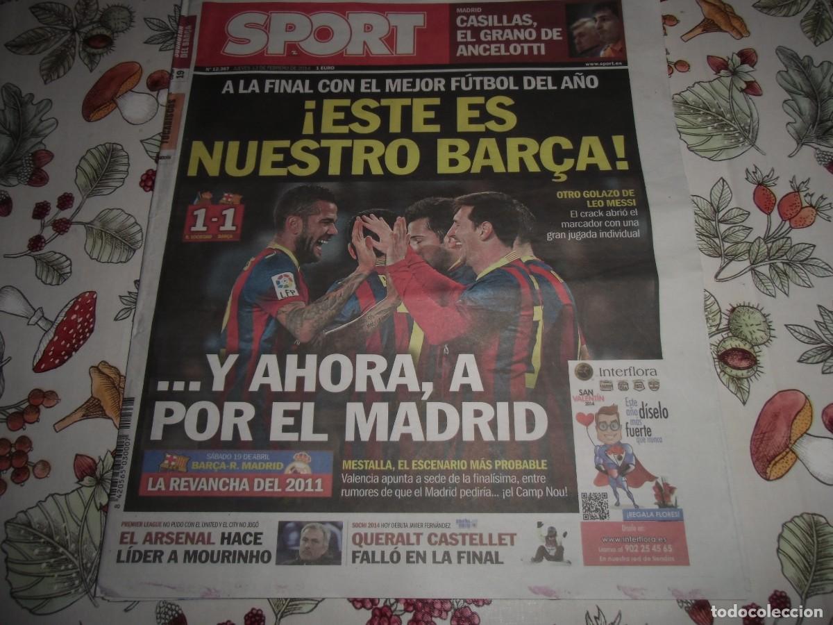 Coleccionismo deportivo: Peri&oacute;dico SPORT n&ordm; 12.367, 13-2-2014. Real Sociedad 1-F&uacute;tbol Club Barcelona 1. Ver fotos adicionales