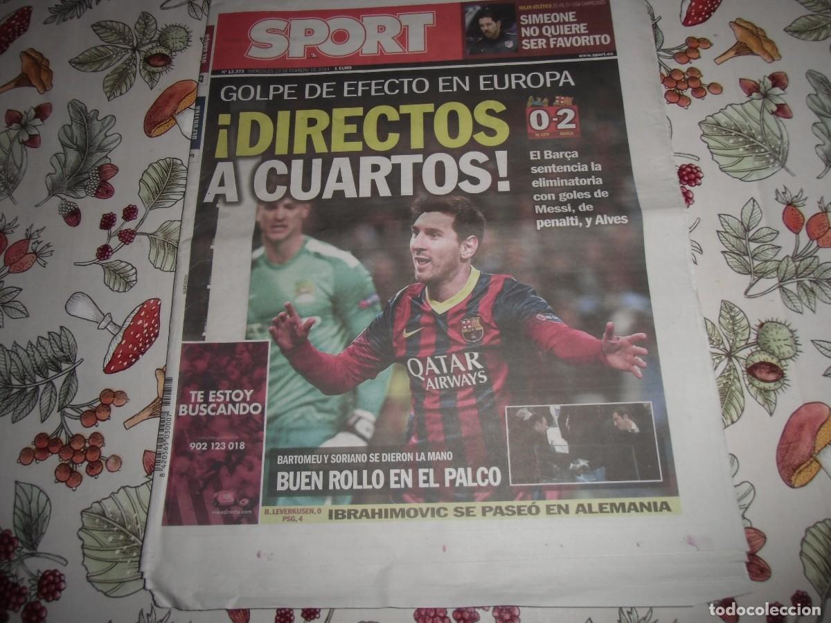 Coleccionismo deportivo: Peri&oacute;dico SPORT n&ordm; 12.373, 19-2-2014.Manchester City 0-F&uacute;tbol Club Barcelona 2.Ver fotos adicionales