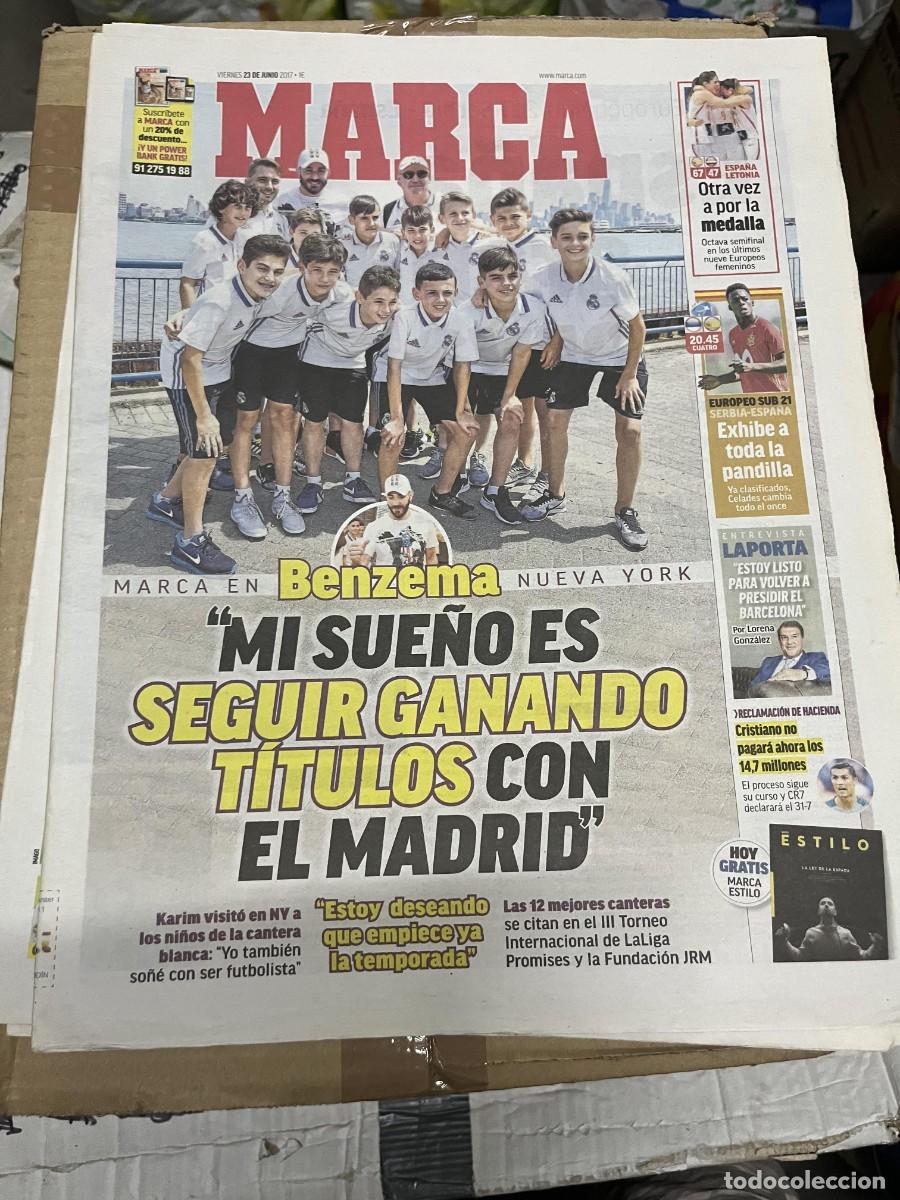 Coleccionismo deportivo: MARCA (23-6-2017) BENZEMA REAL MADRID NUEVA YORK ESPA&Ntilde;A 67-47 LETONIA EUROPEO SUB-21
