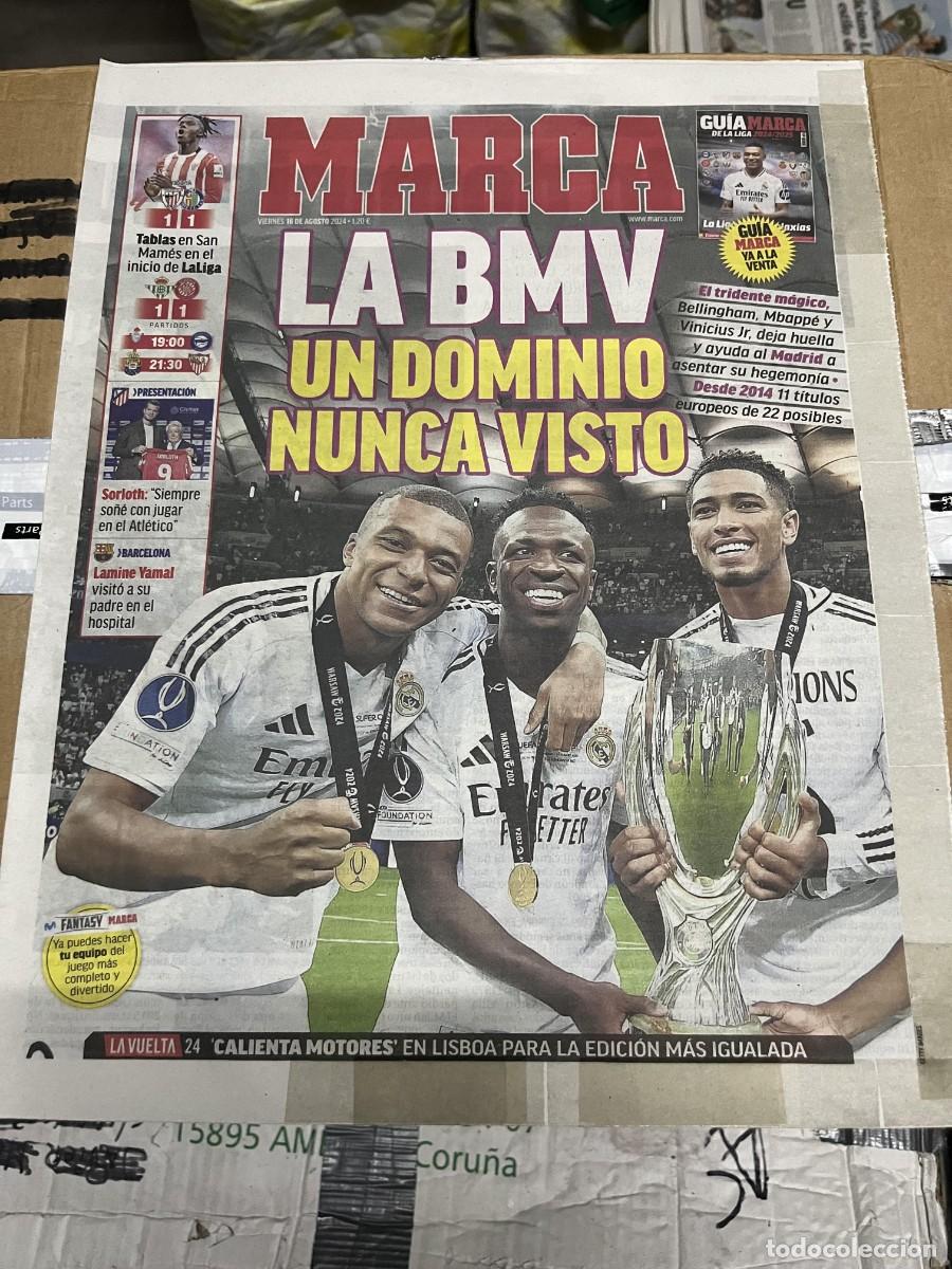Coleccionismo deportivo: MARCA (16-8-2024) MBAPPE VINICIUS BELLINGHAM SUPERCOPA EUROPA REAL MADRID