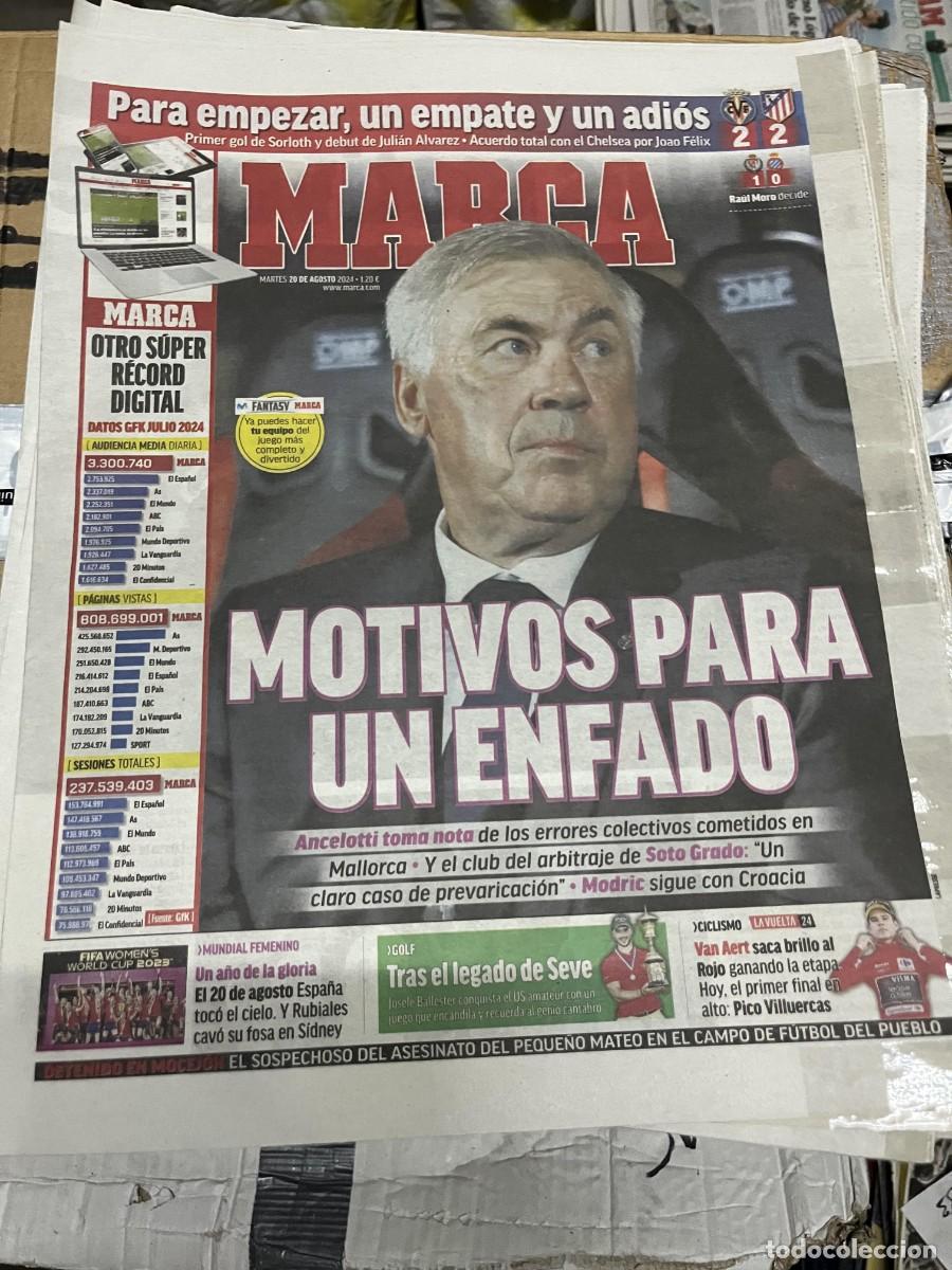 Coleccionismo deportivo: MARCA (20-8-2024) CARLO ANCELOTTI REAL MADRID VILLARREAL 2-2 ATLETICO MADRID JORNADA LIGA