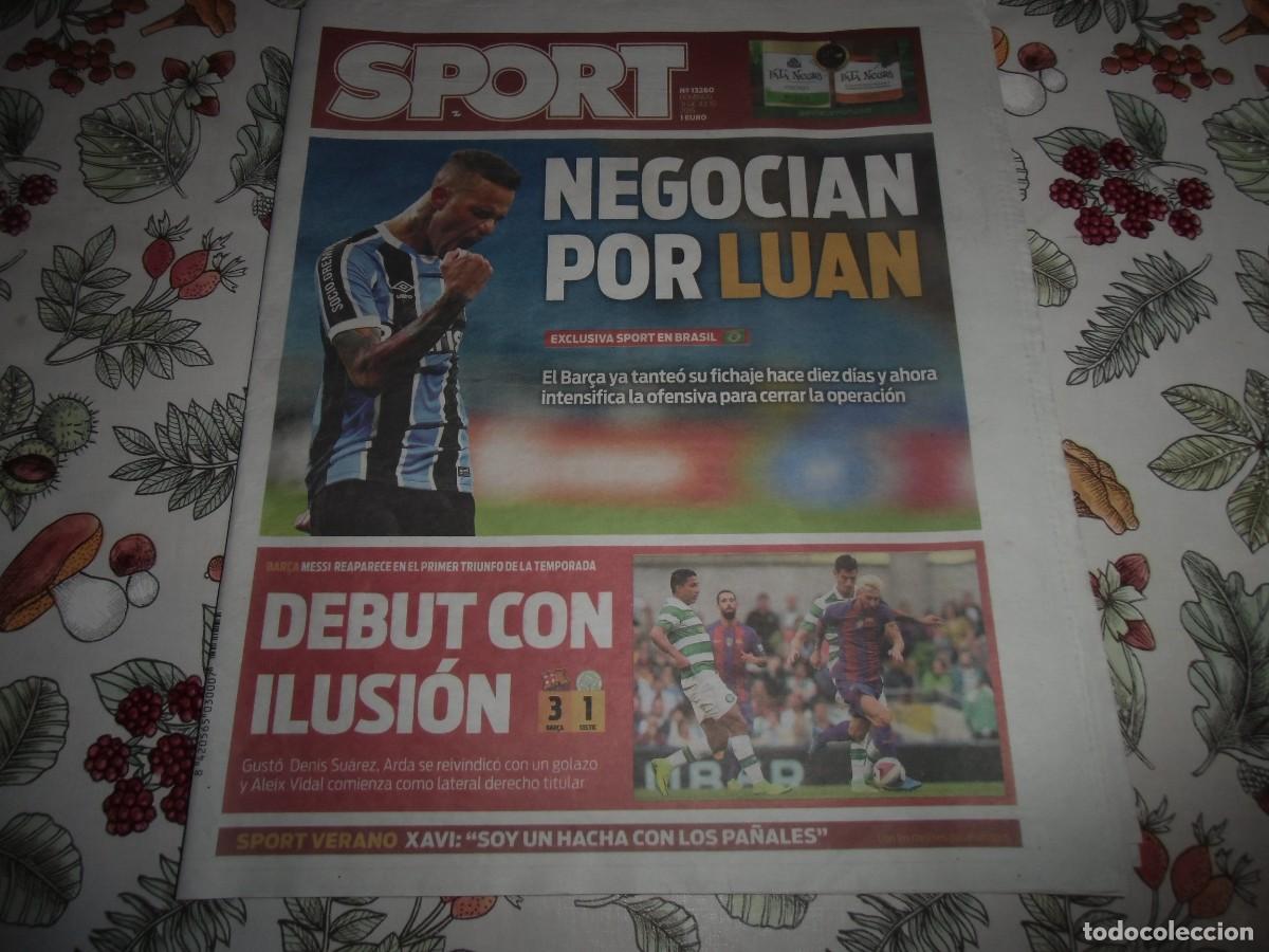 Coleccionismo deportivo: Peri&oacute;dico SPORT n&ordm; 13.260, 31-7-2016. F&uacute;tbol Club Barcelona 3 - Celtic 1