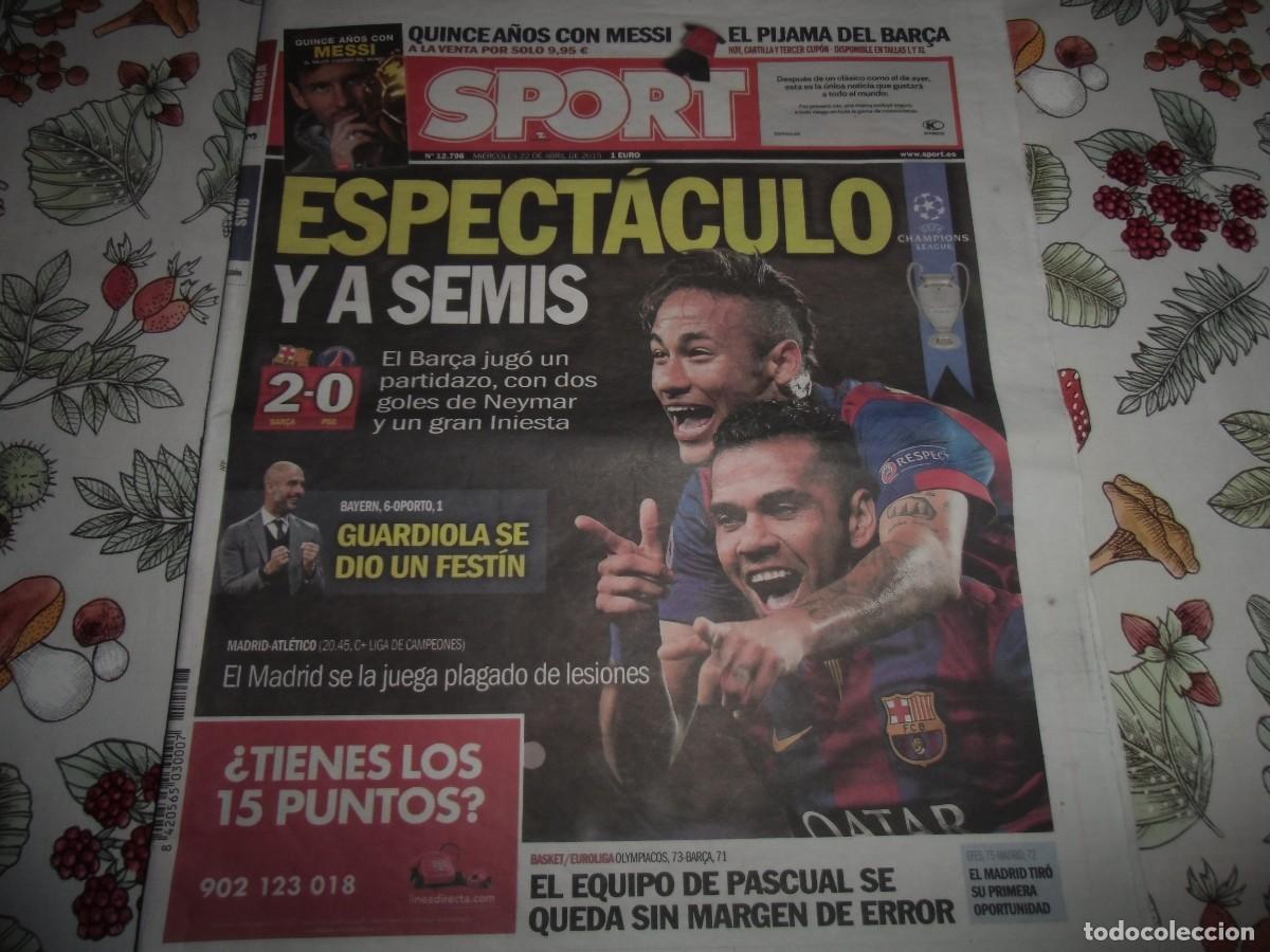 Coleccionismo deportivo: Peri&oacute;dico SPORT n&ordm; 12.796, 22-4-2015. F&uacute;tbol Club Barcelona 2-Par&iacute;s Saint Germain 0