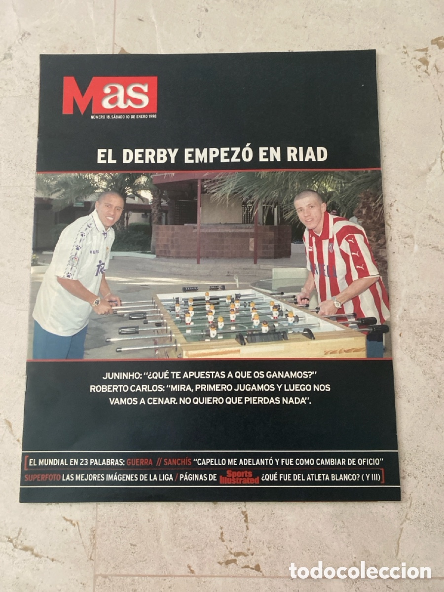 Coleccionismo deportivo: Revista peri&oacute;dico AS 18 a&ntilde;o 1998 - Derbi atl&eacute;tico vs Real Madrid - Sanch&iacute;s - Poster - Mundial f&uacute;tbol