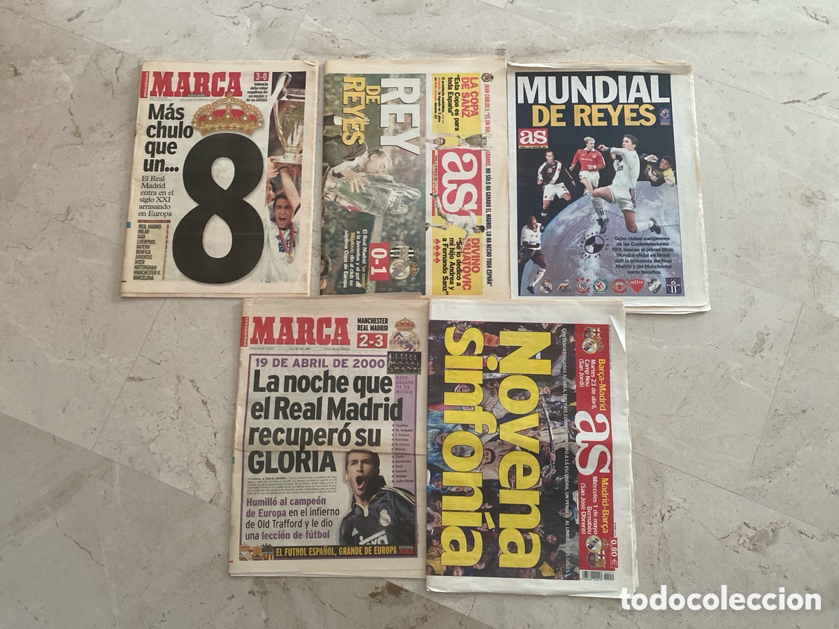 Coleccionismo deportivo: Lote peri&oacute;dicos as y marca - Real Madrid campe&oacute;n de Europa octava s&eacute;ptima novena