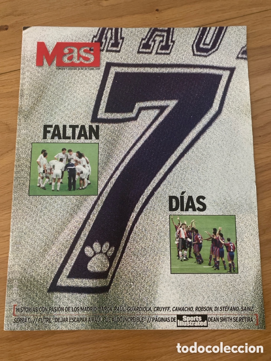 Coleccionismo deportivo: Revista peri&oacute;dico AS 7 a&ntilde;o 1997 - Real Madrid vs Barcelona - Futre - Cruyff