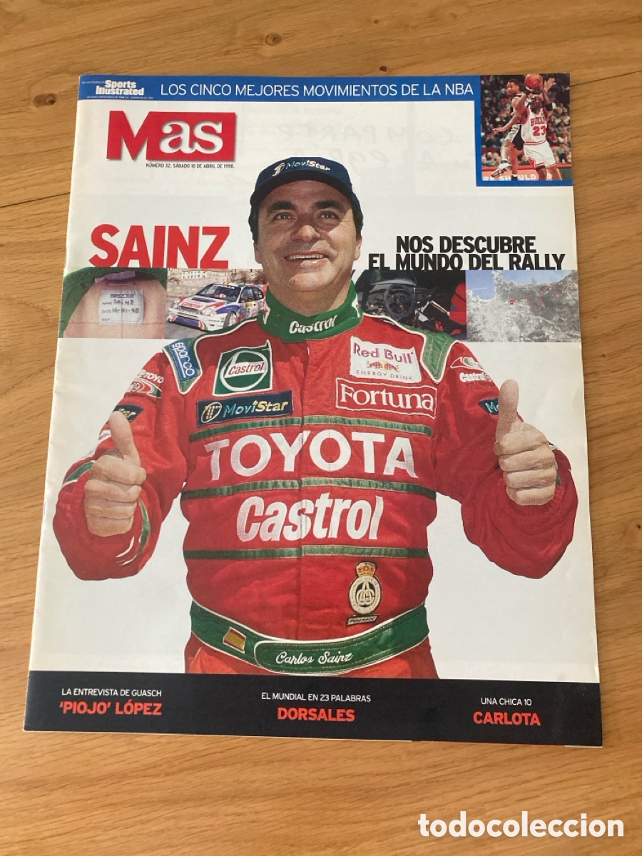 Coleccionismo deportivo: Revista peri&oacute;dico AS 32 a&ntilde;o 1998 - Carlos Sainz - Piojo L&oacute;pez - Poster - Mundial f&uacute;tbol - Jordan