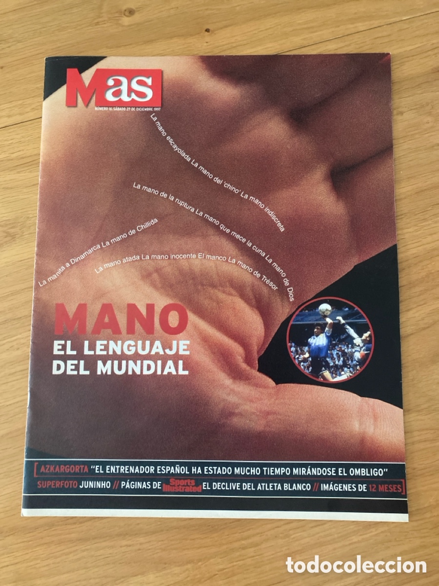 Coleccionismo deportivo: Revista peri&oacute;dico AS 16 a&ntilde;o 1997 - Maradona - Mundial f&uacute;tbol - Poster - Azkargorta