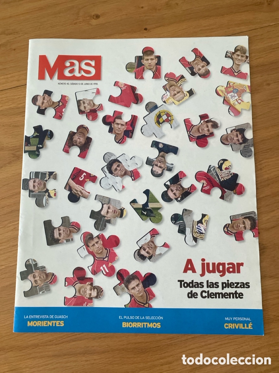 Coleccionismo deportivo: Revista peri&oacute;dico AS 40 a&ntilde;o 1998 - Espa&ntilde;a - Morientes - Poster Seleccion mundial Francia 98