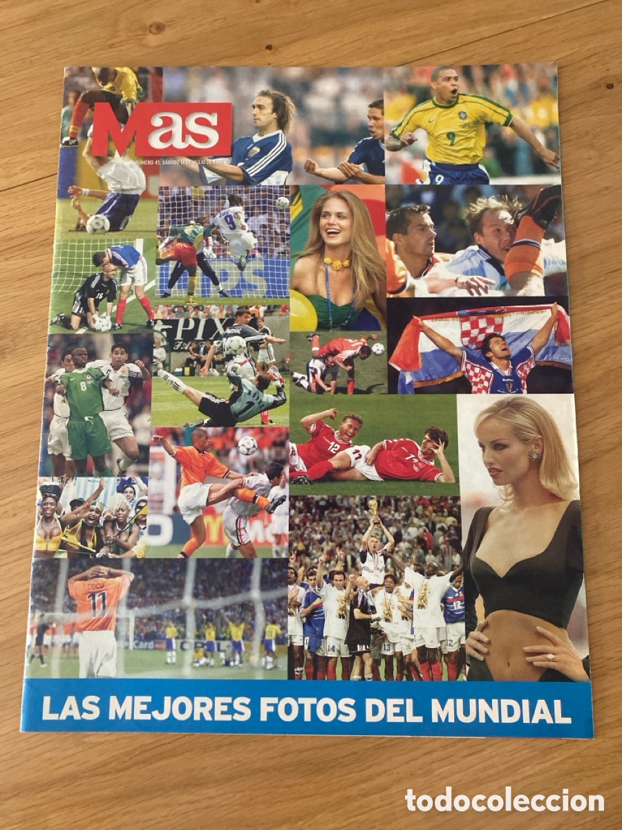 Coleccionismo deportivo: Revista peri&oacute;dico AS 45 a&ntilde;o 1998 - Mundial Francia 98 - Zidane - Ronaldo - Poster Suker - Espa&ntilde;a