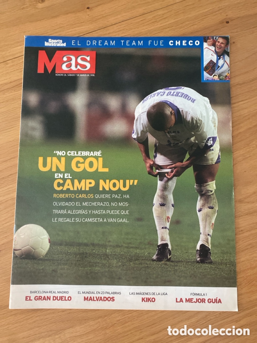 Coleccionismo deportivo: Revista peri&oacute;dico AS 26 a&ntilde;o 1998 - Roberto Carlos - Poster Kiko - Copa Africa - Mundial Francia 98