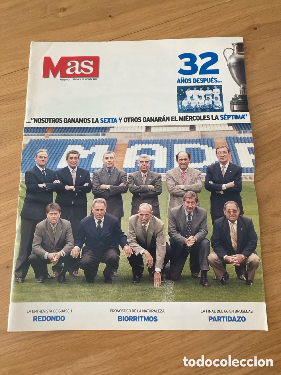 Coleccionismo deportivo: Revista peri&oacute;dico AS 36 a&ntilde;o 1998 - Real Madrid final Champions - Redondo - Poster - Francia 98