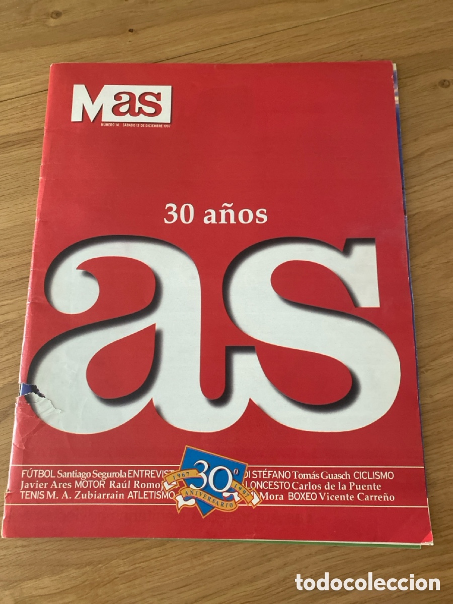 Coleccionismo deportivo: Revista peri&oacute;dico AS 14 a&ntilde;o 1997 - Di Stefano - 30 a&ntilde;os