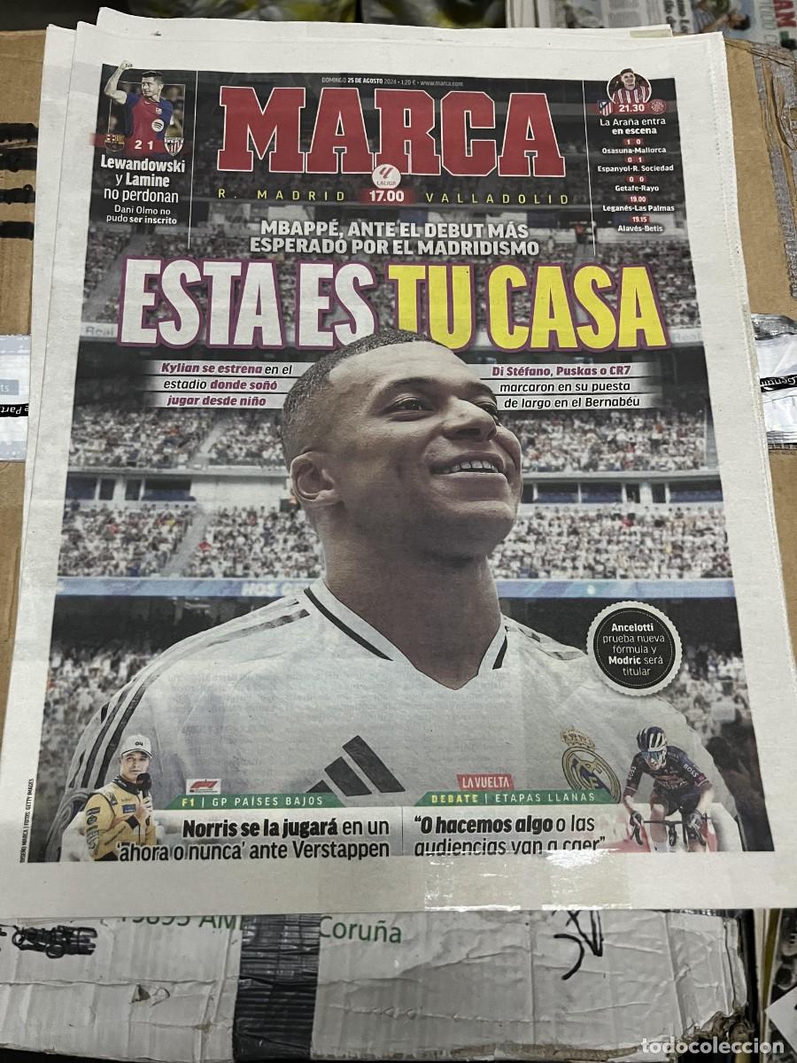 Coleccionismo deportivo: MARCA(25-8-2024)MBAPPE JORNADA LIGA BAR&Ccedil;A 2-1 ATHLETIC BILBAO REAL MADRID VALLADOLID ATLETICO GIRONA