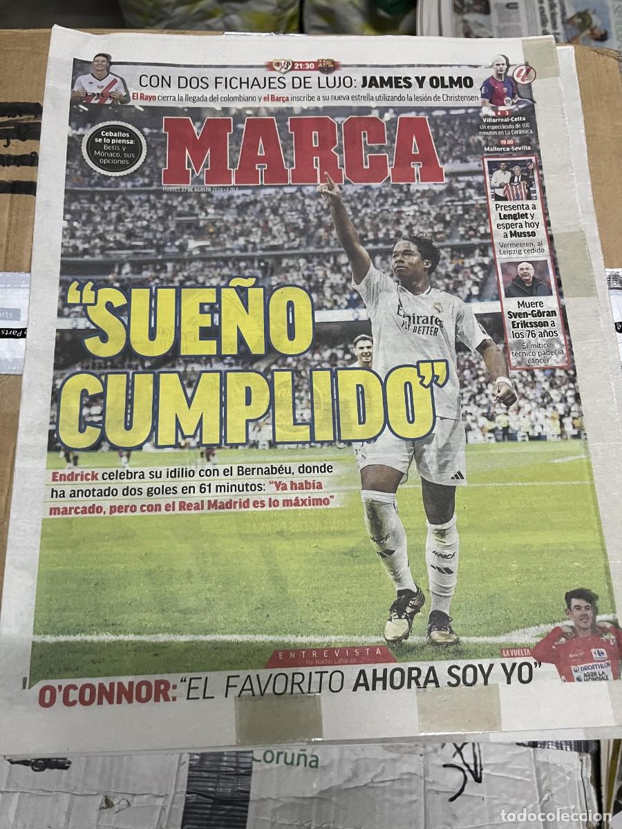 Coleccionismo deportivo: MARCA (27-8-2024) ENDRICK REAL MADRID ENTREVISTA EXCLUSIVA OCONNOR PRESENTACION LENGLET ATLETICO