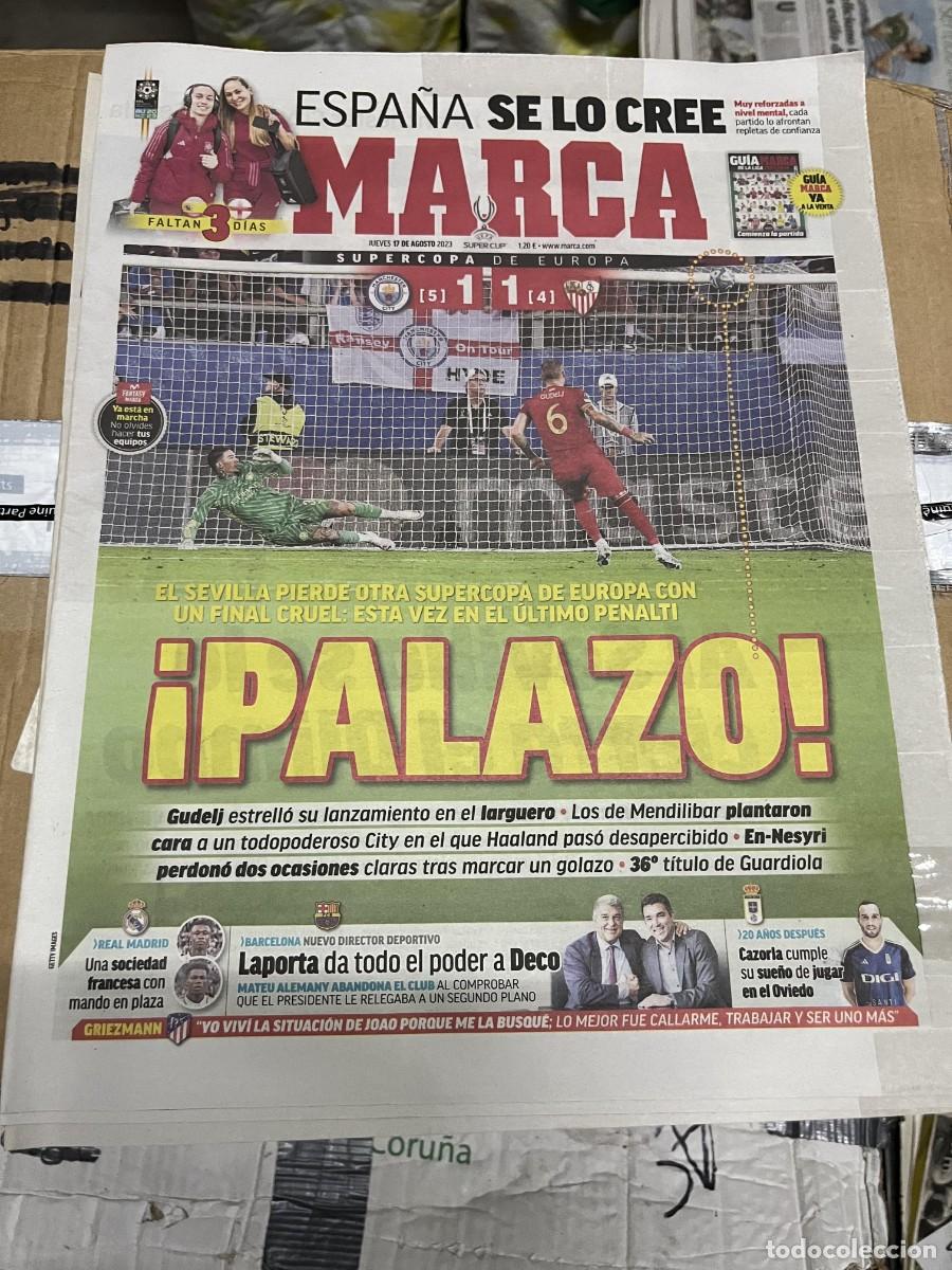 Coleccionismo deportivo: MARCA (17-8-2023) CAMPEON FINAL SUPERCOPA EUROPA MANCHESTER CITY 1-1 SEVILLA