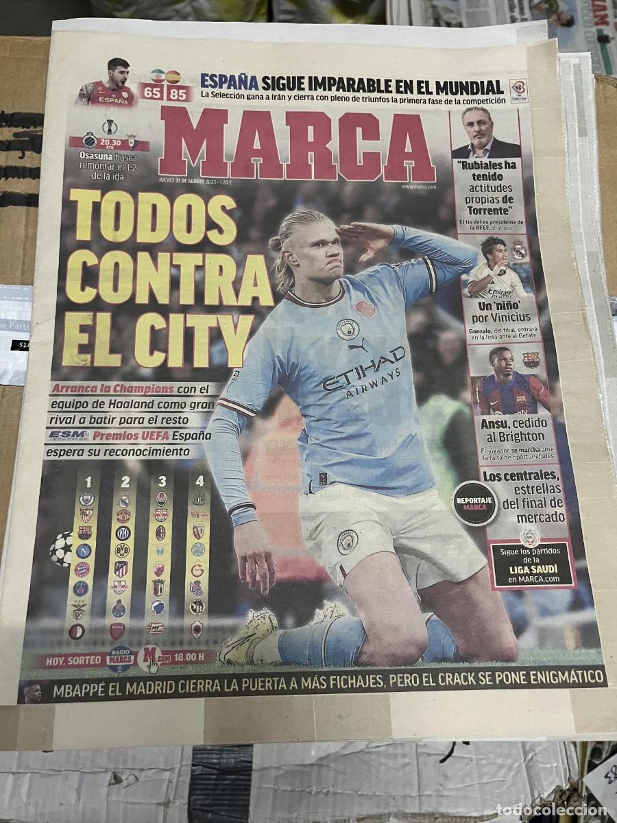 Coleccionismo deportivo: MARCA (31-8-2023) MANCHESTER CITY HAALAND ANSU FATI GONZALO REAL MADRID POSIBLE DEBUT BRUGGE OSASUNA