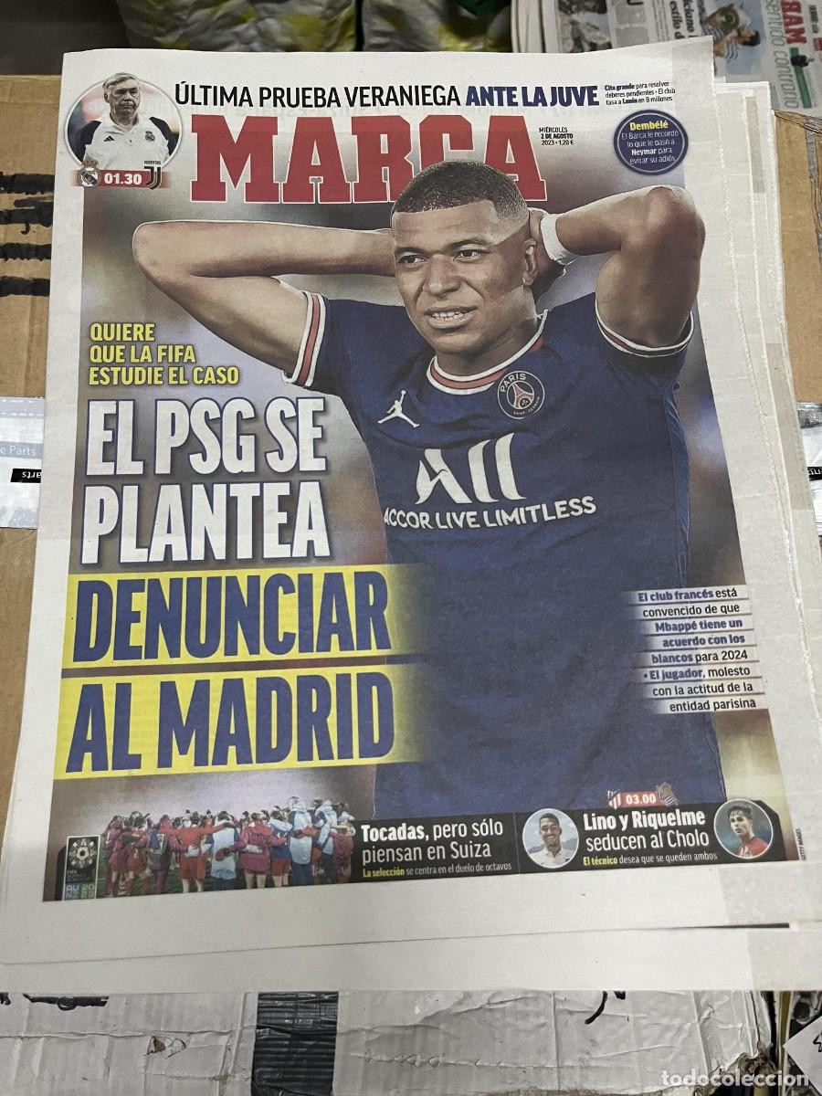 Coleccionismo deportivo: MARCA (2-8-2023) MBAPPE PSG POSIBLE DENUNCIA AL REAL MADRID JUVENTUS LINO RIQUELME