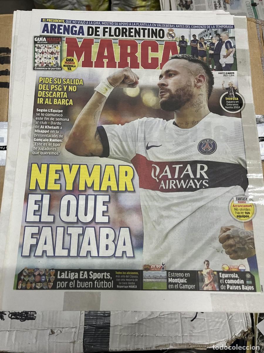 Coleccionismo deportivo: MARCA (8-8-2023) NEYMAR PIDE SU SALIDA DEL PSG BARCELONA FLORENTINO PEREZ REAL MADRID