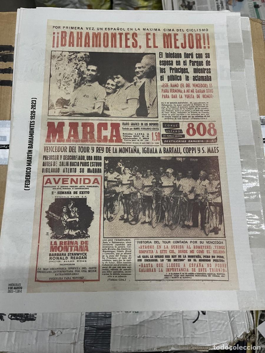 Coleccionismo deportivo: MARCA (9-8-2023) PORTADA PERIODICO DEDICADO HOMENAJE A FEDERICO MARTIN BAHAMONTES CICLISMO MUERTE