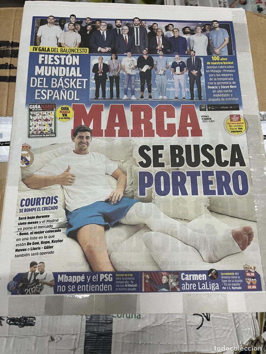Coleccionismo deportivo: MARCA (11-8-2023) LESION COURTOIS REAL MADRID FIESTA MUNDIAL BALONCESTO ESPA&Ntilde;OL MBAPPE PSG