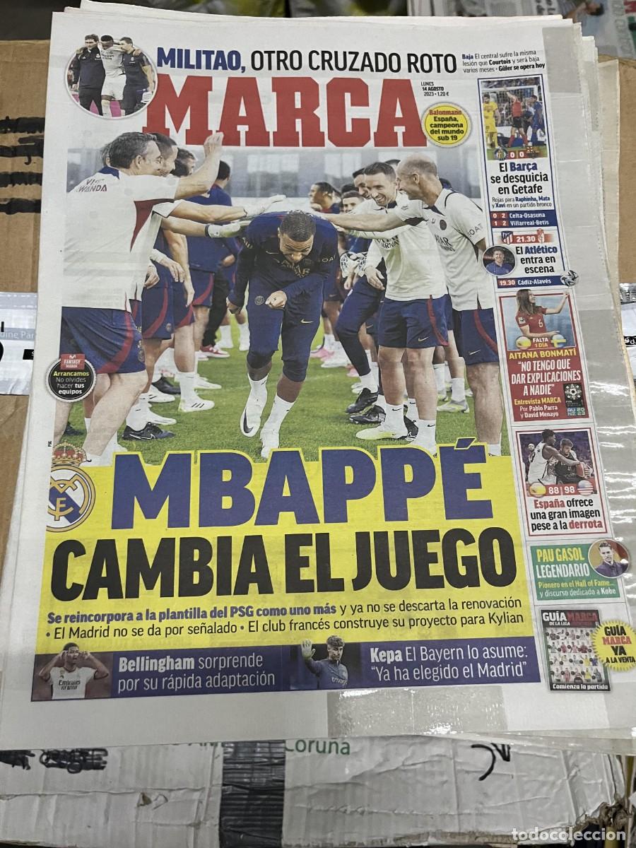 Coleccionismo deportivo: MARCA (14-8-2023) JORNADA LIGA MBAPPE REAL MADRID PSG MILITAO GETAFE 0-0 BARCELONA ATLETICO GRANADA