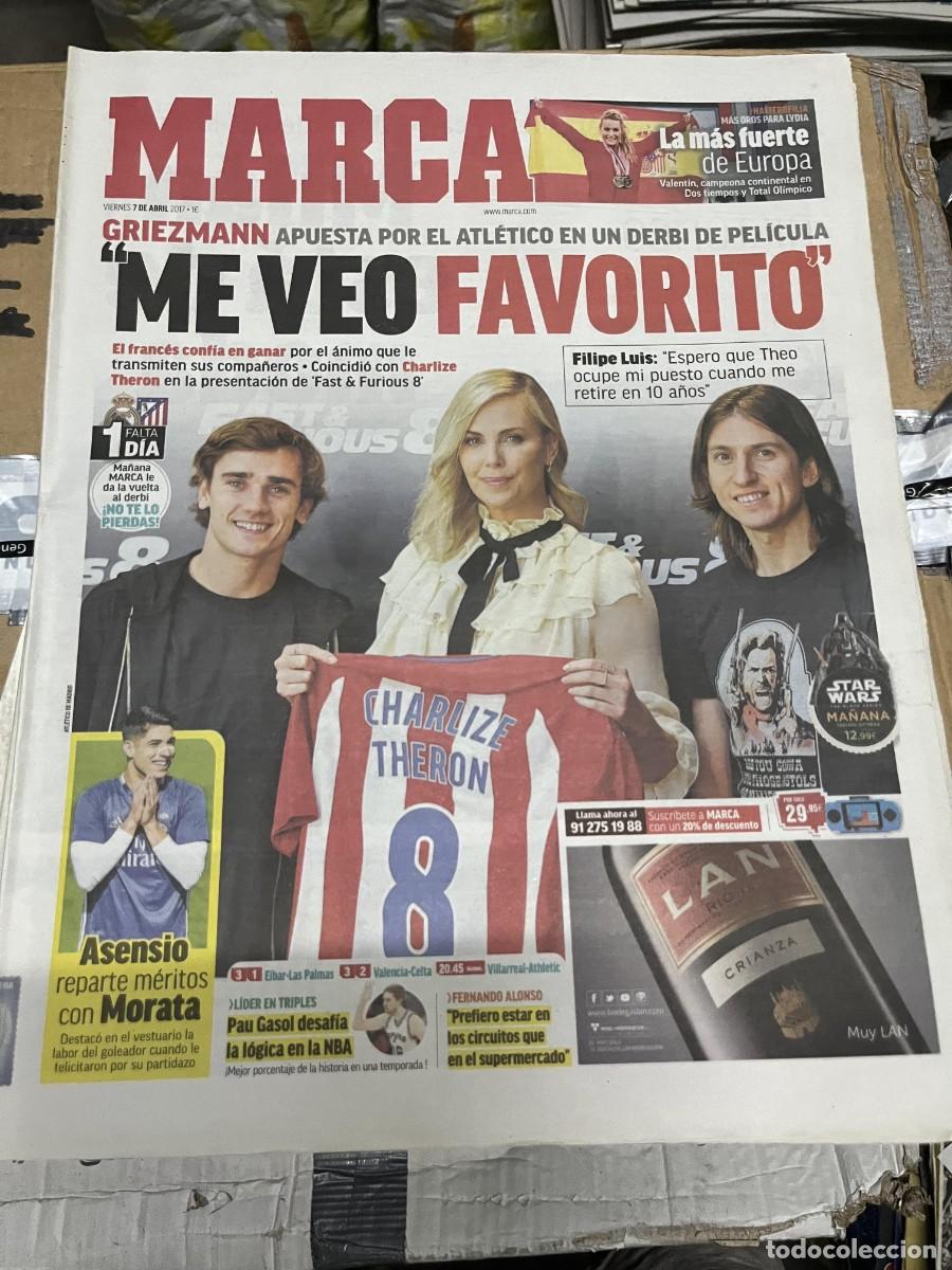 Coleccionismo deportivo: MARCA(7-4-2017)GRIEZMANN ATLETICO MADRID CAMPEON HALTEROFILIA LYDIA VALENTIN CHARLIZE THERON ASENSIO