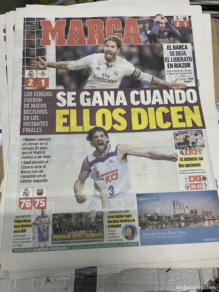 Coleccionismo deportivo: MARCA (13-3-2017) REAL MADRID 2-1 BETIS SERGIO RAMOS DEPORTIVO CORU&Ntilde;A 2-1 BARCELONA JORNADA LIGA
