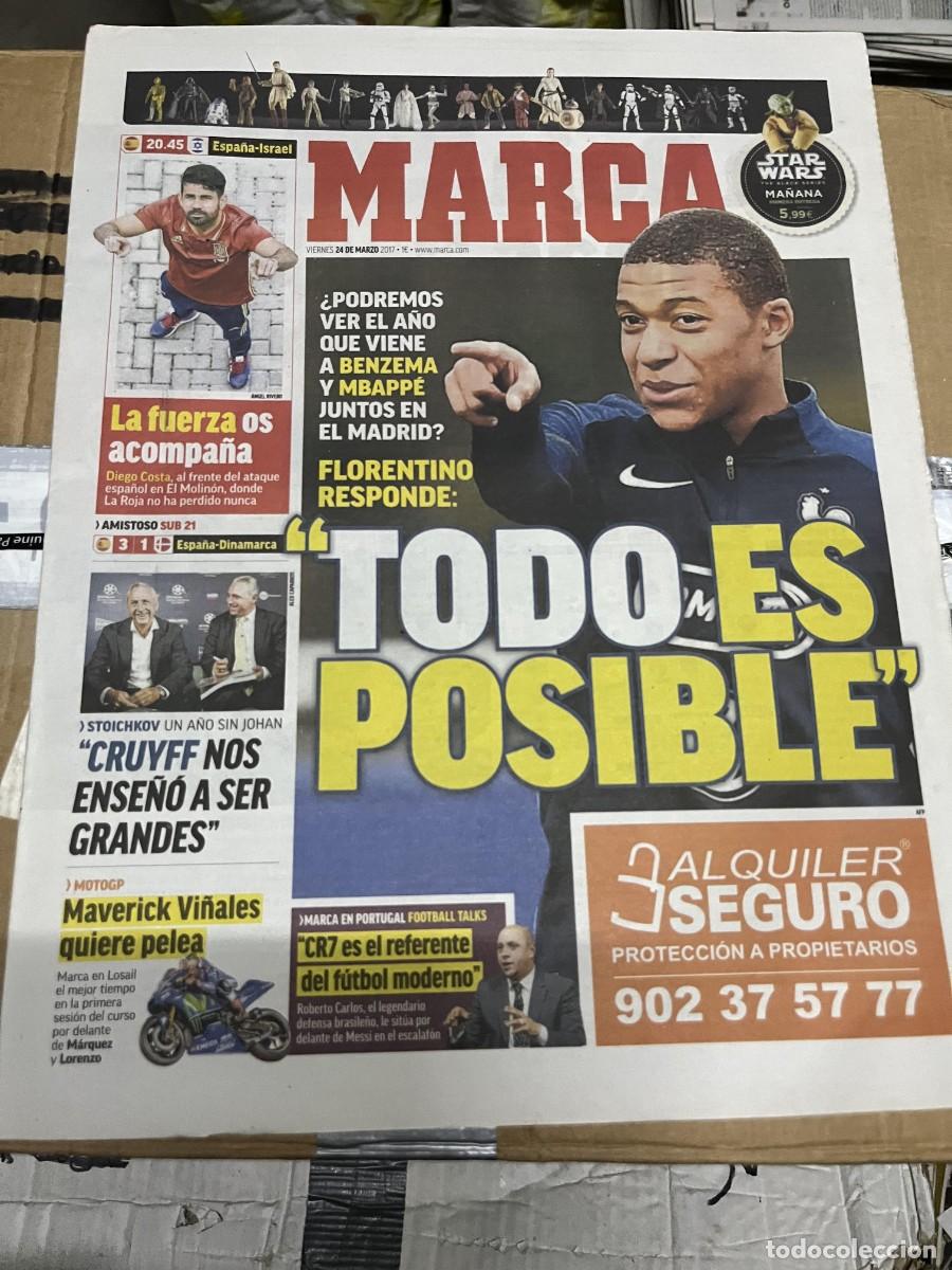 Coleccionismo deportivo: MARCA (24-3-2017) ESPA&Ntilde;A ISRAEL MBAPPE REAL MADRID PSG CRUYFF MAVERICK VI&Ntilde;ALES